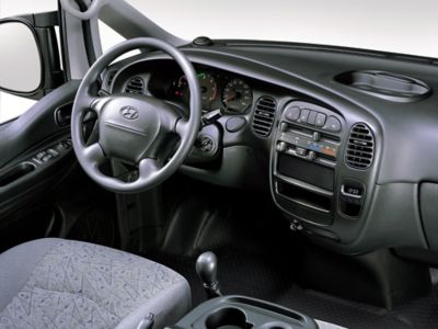 Het dashboard van de Hyundai H200.