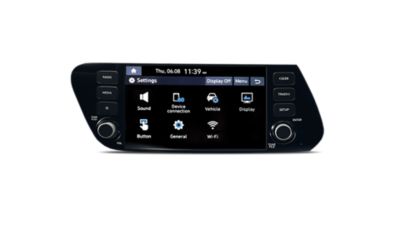 Het 8 inch centrale touchscreen van de Hyundai i20.