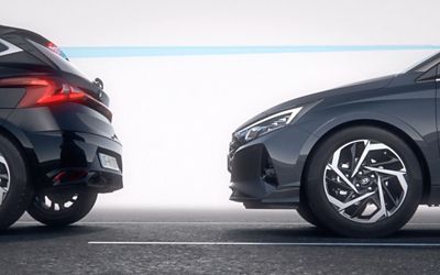 Video showcasing the Hyundai i20's safety features FCAA, DAW and LVDA on the road