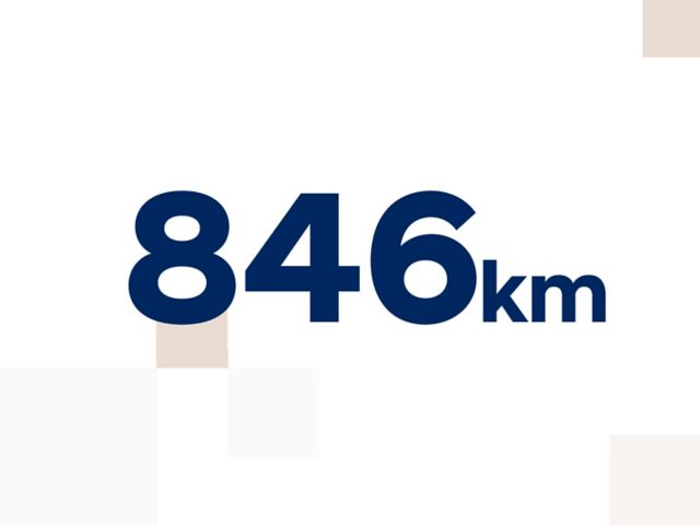 Un icono de las palabras 846 km.