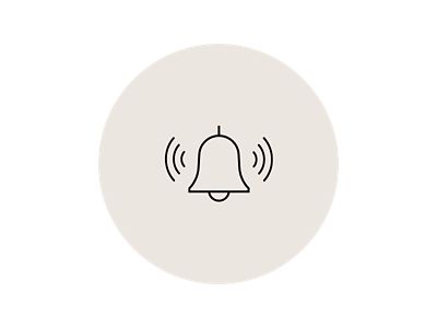Bluelink Symbol-Grafik: Glocke. Warnung bei Einbruch oder offenen Türen.