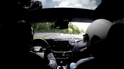 a Hyundai vehicle being tested on the Nürburgring track in Germany