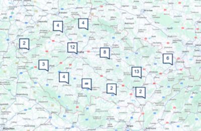 Mapa prodejců a servisů.