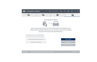 Capture d’écran montrant l’étape 3 du processus de téléchargement du logiciel sur le portail Hyundai Navigation Update.