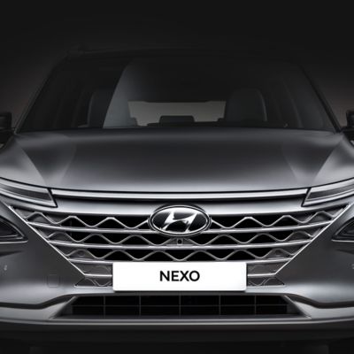 Close-up van het Cascading radiatorrooster van de Hyundai NEXO.