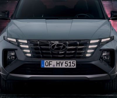 Detail zcela nové přední masky a světlometů Hyundai TUCSON N Line.
