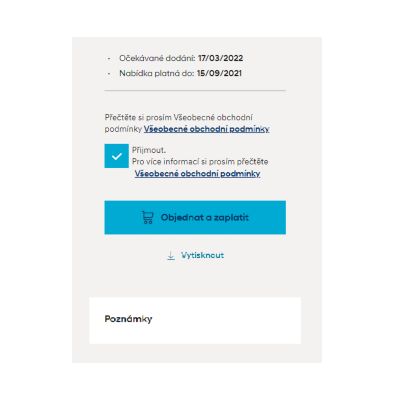 Detail na tlačítko objednat a zaplatit