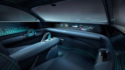 interior of the Hyundai Prophecy concept car, seen from the passenger side