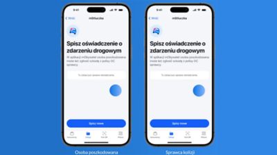 Przejście do spisania oświadczenia o zdarzeniu drogowym.