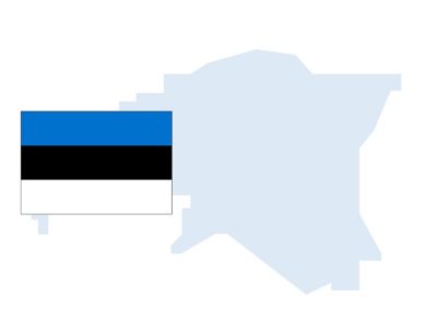 Flag and outline of Estonia