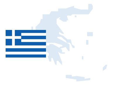 Flag and outline of Greece