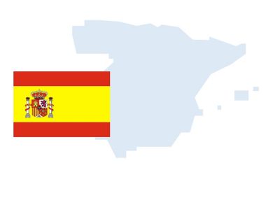 Flag and outline of Spain