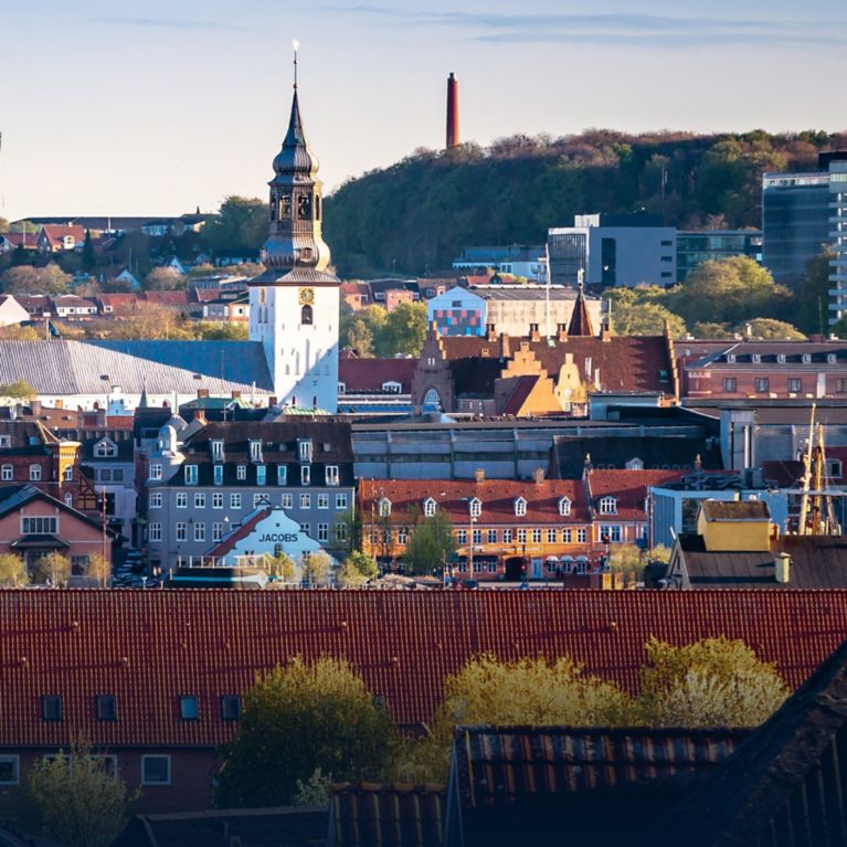 Blick auf die dänische Seestadt Aalborg.