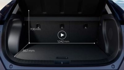 Video showing the roomy boot of the Hyundai KONA Electric.