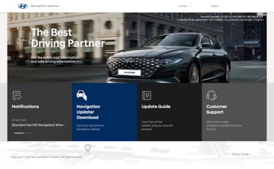 La page d’accueil du portail Hyundai Navigation Update.