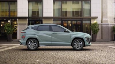 Hyundai KONA N Line parked side view.