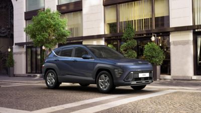 The Hyundai KONA parked on the side of the street.