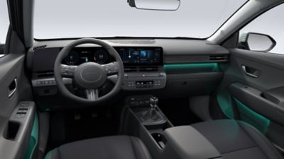 e floating horizontal dashboard display of the all-new Hyundai KONA. 