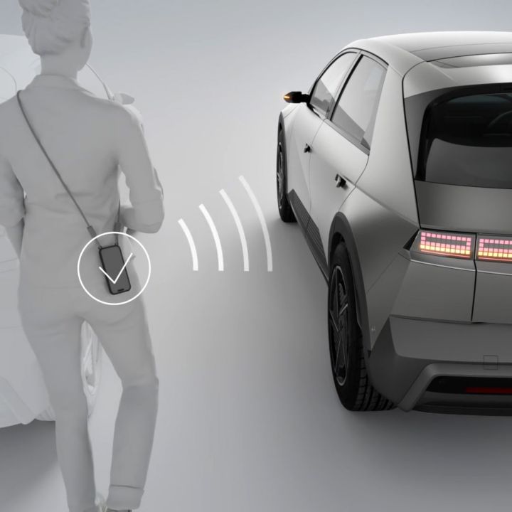 Illustration of Hyundai Digital Key 2 opening door of IONIQ 5.