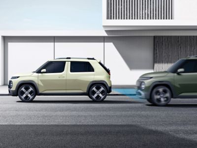 Représentation visuelle du système de freinage d’urgence autonome en marche arrière de Nouveau Hyundai INSTER.