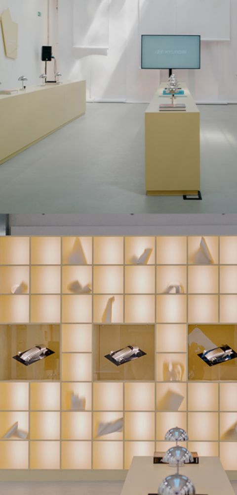 Hyundai IONIQ 3 design exhibition space featuring models and displays at Milan Design Week