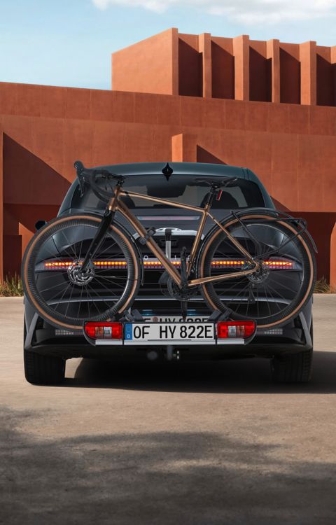 Hyundai IONIQ 6 with mounted bike carrier for all tow bars transport accessory.