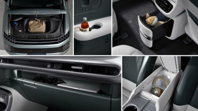 Interior storage solutions inside the Hyundai IONIQ 9 electric SUV.