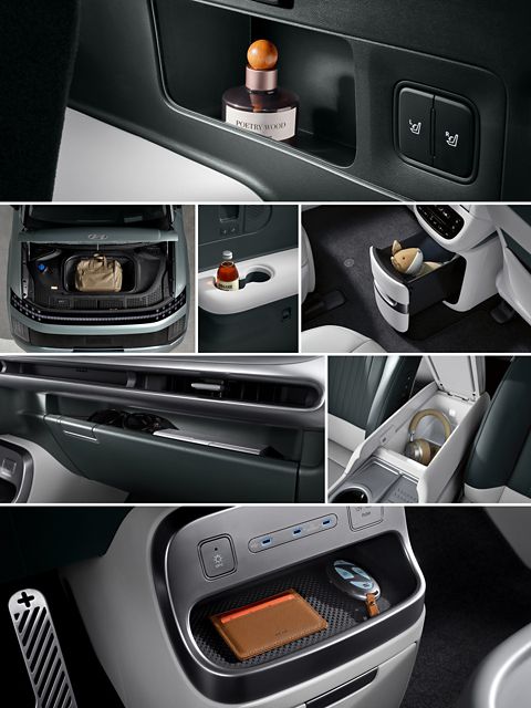 Interior storage solutions inside the Hyundai IONIQ 9 electric SUV.