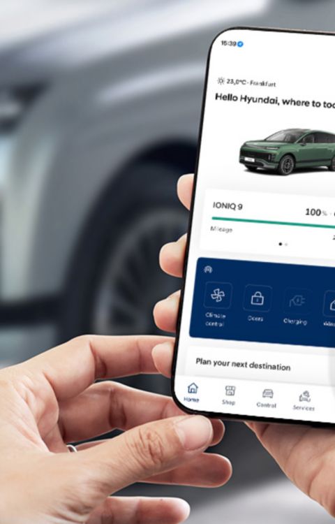 myHyundai app with battery and range information for Hyundai IONIQ 9.