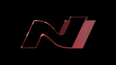 Logo N stilizzato rosso e nero con design dinamico e spigoloso su sfondo nero.