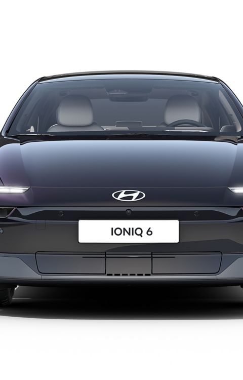 Hyundai IONIQ 6 electric sedan front view.