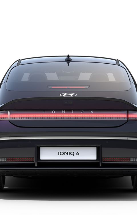 Hyundai IONIQ 6 electric sedan shown from the rear.