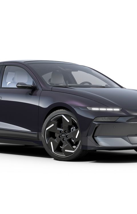 Hyundai IONIQ 6 electric sedan side 3/4 view.
