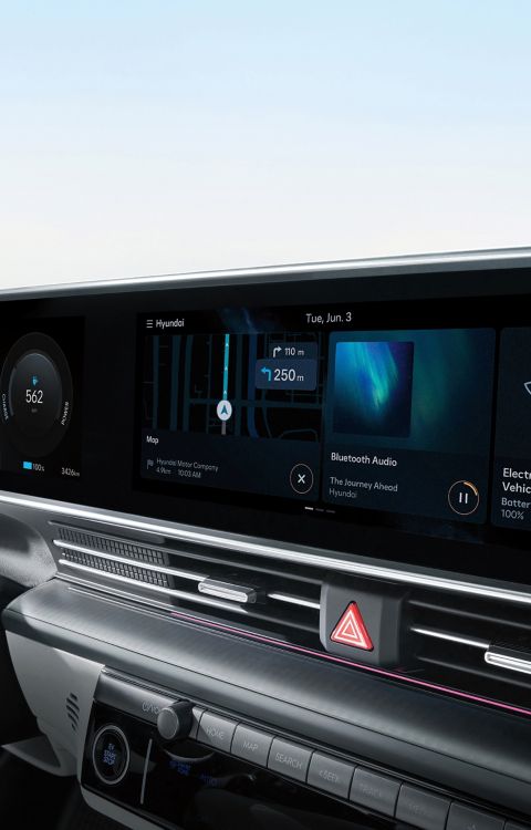 Hyundai IONIQ 6 featuring music streaming on the infotainment touchscreen.