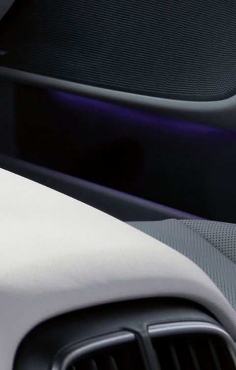 Interactive speed sensitive lighting in the front door inside the IONIQ 6 all-electric sedan.