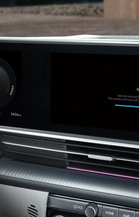 Over The Air vehicle software updates on the centre touchscreen inside the Hyundai IONIQ 6.