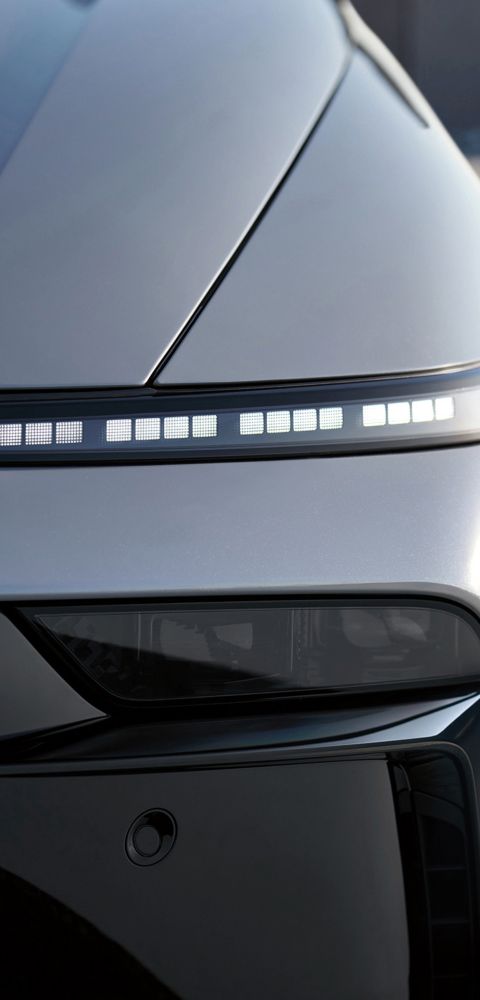 Hyundai IONIQ 6 front close-up with slim LED daytime running lights