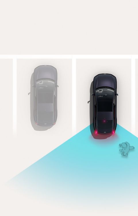 In Cabin Camera: Overhead view of a Hyundai IONIQ 6 driving within lane markings while an in-cabin camera monitors driver attention.