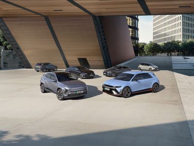 The Hyundai range parked